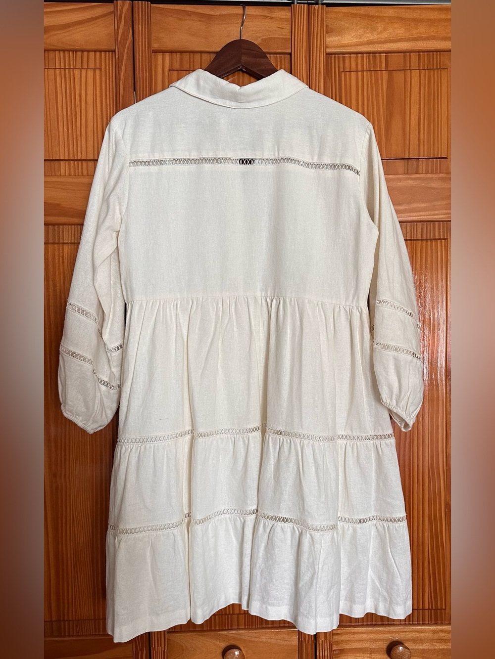 TAYLOR Ivory Tiered Linen Blend Midi Dress – Size 10 – NWT - Picture 2 of 15